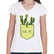 PRINTFASHION Szúrós ölelés - Női V-nyakú póló - Fehér