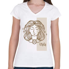 PRINTFASHION Szűz horoszkóp - Női V-nyakú póló - Fehér női póló