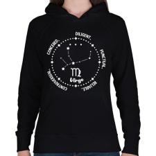 PRINTFASHION Szűz tulajdonságok - Női kapucnis pulóver - Fekete női pulóver, kardigán