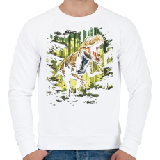 PRINTFASHION T-rex az erdőben - Férfi pulóver - Fehér