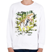 PRINTFASHION T-rex az erdőben - Gyerek pulóver - Fehér gyerek pulóver, kardigán