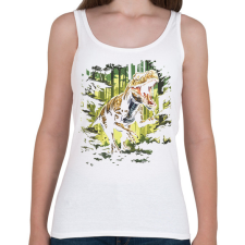 PRINTFASHION T-rex az erdőben - Női atléta - Fehér női trikó