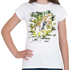 PRINTFASHION T-rex az erdőben - Női póló - Fehér női póló