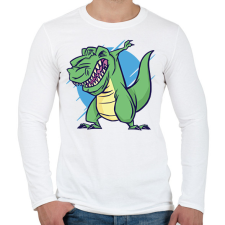 PRINTFASHION T-rex dab - Férfi hosszú ujjú póló - Fehér férfi póló
