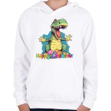 PRINTFASHION T-rex dínó húsvéti tojások - Gyerek kapucnis pulóver - Fehér gyerek pulóver, kardigán
