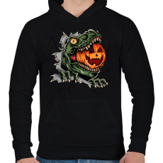 PRINTFASHION T-rex es a Halloween tökfej - Férfi kapucnis pulóver - Fekete