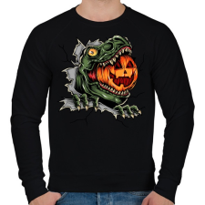 PRINTFASHION T-rex es a Halloween tökfej - Férfi pulóver - Fekete férfi pulóver, kardigán