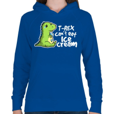 PRINTFASHION T-REX fagyi - Női kapucnis pulóver - Királykék