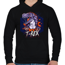 PRINTFASHION t-rex - Férfi kapucnis pulóver - Fekete férfi pulóver, kardigán