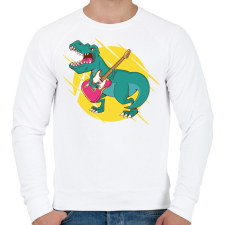 PRINTFASHION T-rex gitárral - Férfi pulóver - Fehér férfi pulóver, kardigán