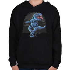 PRINTFASHION T-rex - Gyerek kapucnis pulóver - Fekete