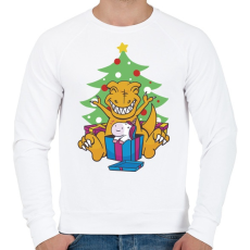 PRINTFASHION T-rex Karácsony - Férfi pulóver - Fehér