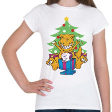 PRINTFASHION T-rex Karácsony - Női póló - Fehér női póló