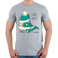 PRINTFASHION T-rex karácsonyfa - Férfi póló - Sport szürke