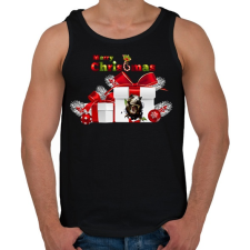 PRINTFASHION T-Rex Karácsonyra - Férfi atléta - Fekete atléta, trikó