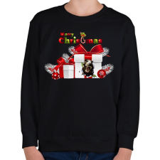 PRINTFASHION T-Rex Karácsonyra - Gyerek pulóver - Fekete gyerek pulóver, kardigán