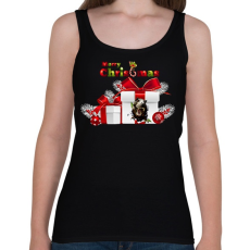 PRINTFASHION T-Rex Karácsonyra - Női atléta - Fekete