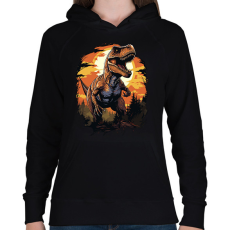 PRINTFASHION t-rex - Női kapucnis pulóver - Fekete