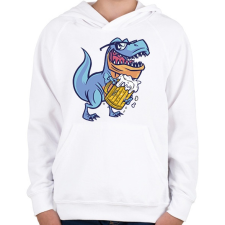 PRINTFASHION T-rex sörrel - Gyerek kapucnis pulóver - Fehér gyerek pulóver, kardigán