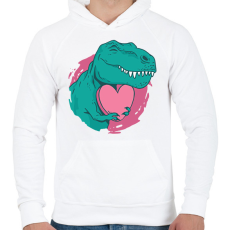 PRINTFASHION T-rex szívvel - Férfi kapucnis pulóver - Fehér