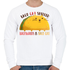 PRINTFASHION Taco Cica - Férfi pulóver - Fehér férfi pulóver, kardigán