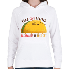 PRINTFASHION Taco Cica - Női kapucnis pulóver - Fehér