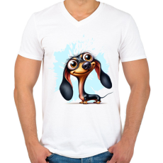 PRINTFASHION Tacsi - Férfi V-nyakú póló - Fehér