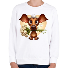 PRINTFASHION Tacsi rózsacsokorral - Gyerek pulóver - Fehér