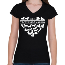 PRINTFASHION Tacsifüggő - Női V-nyakú póló - Fekete