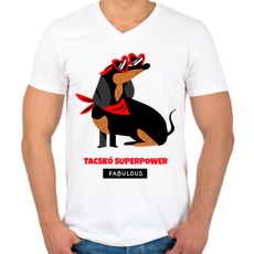 PRINTFASHION TACSKO - Férfi V-nyakú póló - Fehér