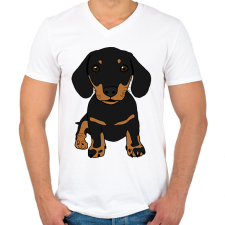 PRINTFASHION Tacskó  - Férfi V-nyakú póló - Fehér férfi póló