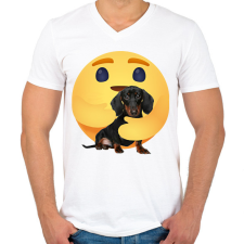 PRINTFASHION Tacskó - Férfi V-nyakú póló - Fehér férfi póló