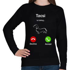 PRINTFASHION Tacskó hív  - Női pulóver - Fekete