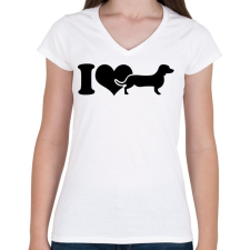 PRINTFASHION Tacskó - Női V-nyakú póló - Fehér női póló