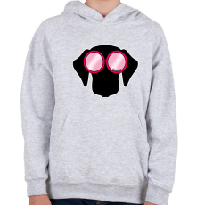 PRINTFASHION Tacskó pink napszemüvegben - Gyerek kapucnis pulóver - Sport szürke