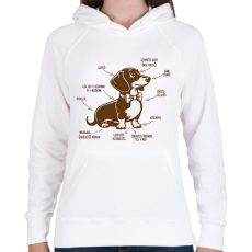 PRINTFASHION Tacskó részei - Női kapucnis pulóver - Fehér