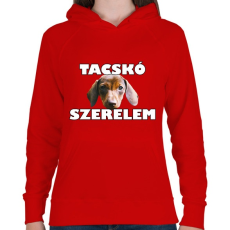 PRINTFASHION Tacskó szerelem - Női kapucnis pulóver - Piros