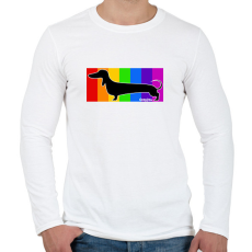 PRINTFASHION Tacskó szivárvány háttérben - Férfi hosszú ujjú póló - Fehér