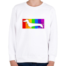 PRINTFASHION Tacskó szivárvány háttérben - Gyerek pulóver - Fehér gyerek pulóver, kardigán