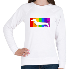 PRINTFASHION Tacskó szivárvány háttérben - Női pulóver - Fehér