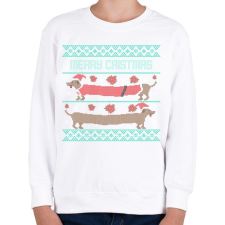 PRINTFASHION Tacskós Karácsony - Gyerek pulóver - Fehér gyerek pulóver, kardigán