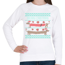 PRINTFASHION Tacskós Karácsony - Női pulóver - Fehér női pulóver, kardigán