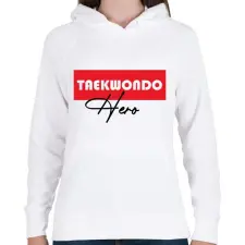 PRINTFASHION Taekwondo hero - Női kapucnis pulóver - Fehér női pulóver, kardigán
