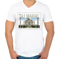 PRINTFASHION Taj Mahal - Férfi V-nyakú póló - Fehér férfi póló