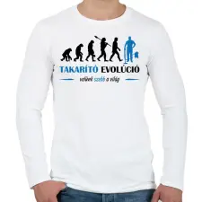 PRINTFASHION Takarító evolúció - Férfi hosszú ujjú póló - Fehér férfi póló