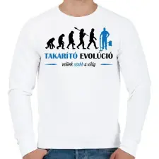 PRINTFASHION Takarító evolúció - Férfi pulóver - Fehér férfi pulóver, kardigán