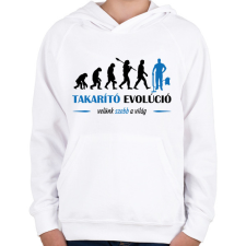 PRINTFASHION Takarító evolúció - Gyerek kapucnis pulóver - Fehér gyerek pulóver, kardigán