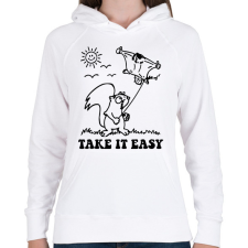 PRINTFASHION Take it easy - Női kapucnis pulóver - Fehér női pulóver, kardigán