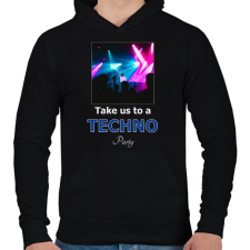 PRINTFASHION take us a techno party - Férfi kapucnis pulóver - Fekete férfi pulóver, kardigán
