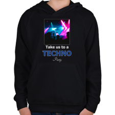 PRINTFASHION take us a techno party - Gyerek kapucnis pulóver - Fekete gyerek pulóver, kardigán